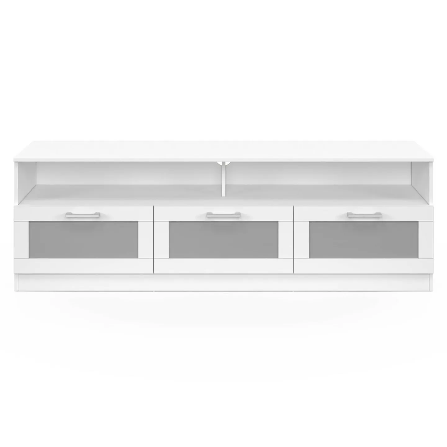 Meuble tv 140 cm portes givrées blanc*IDMarket Discount