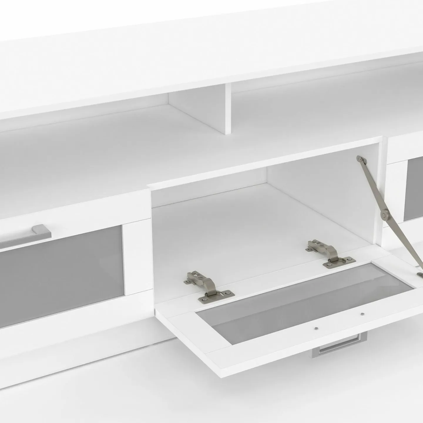 Meuble tv 140 cm portes givrées blanc*IDMarket Discount