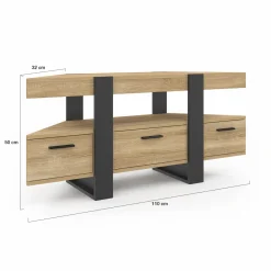 Meuble TV d'angle bois et noir*IDMarket