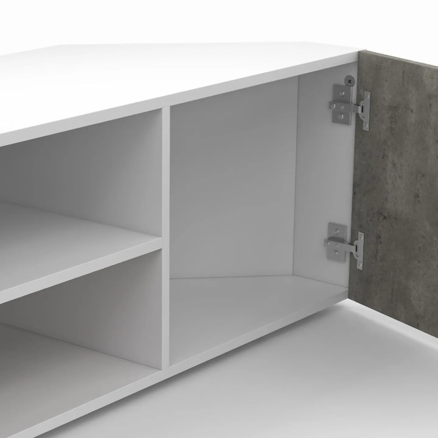 Meuble TV d'angle effet béton et blanc 110 cm*IDMarket Clearance