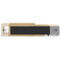Meuble tv extensible 2 portes bois et noir*IDMarket Best
