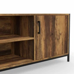 Meuble TV industriel 140 cm bois foncé avec 2 portes*IDMarket Clearance