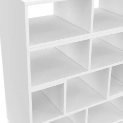 Meuble TV modulable 3 modules multifonction blanc et effet bois*IDMarket Online