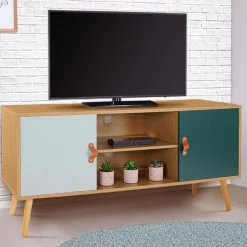 Meuble TV nordique bois et vert*IDMarket Outlet