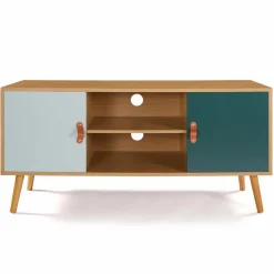 Meuble TV nordique bois et vert*IDMarket Outlet