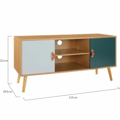 Meuble TV nordique bois et vert*IDMarket Outlet