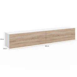 Meuble TV suspendu blanc et bois*IDMarket