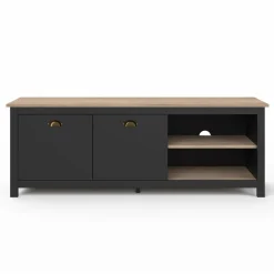 Meuble TV vintage bois et noir*IDMarket Sale