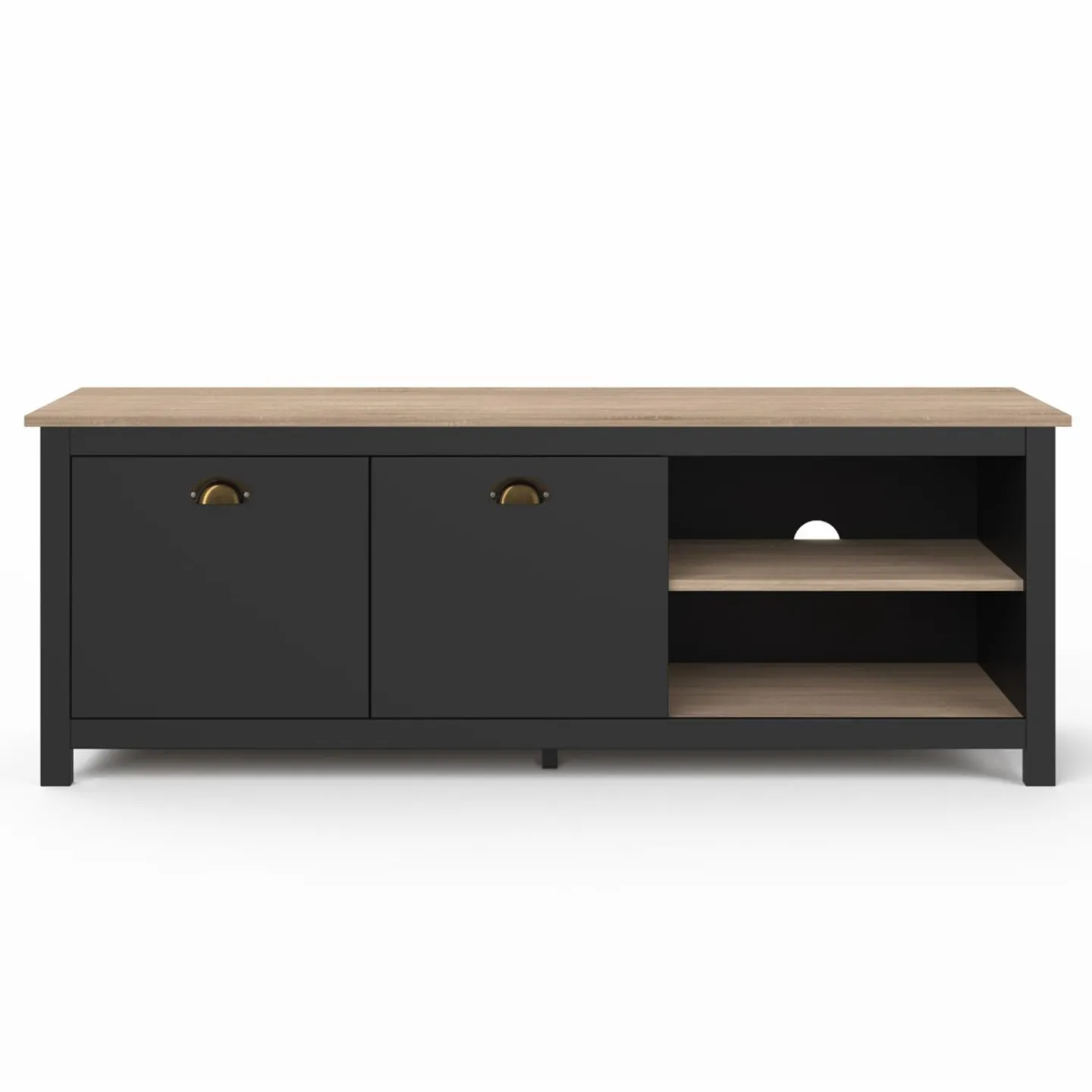 Meuble TV vintage bois et noir*IDMarket Sale