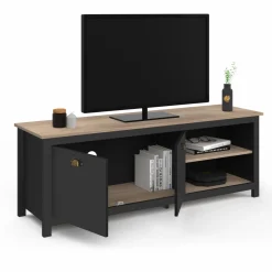 Meuble TV vintage bois et noir*IDMarket Sale