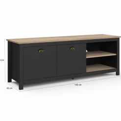 Meuble TV vintage bois et noir*IDMarket Sale