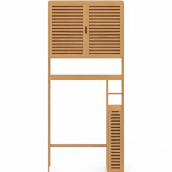 Meuble WC en bambou avec 1 placard double et 1 étagère*IDMarket Online