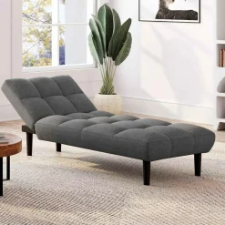 Méridienne clic clac tissu gris anthracite capitonnée 80 x 180 cm*IDMarket Hot