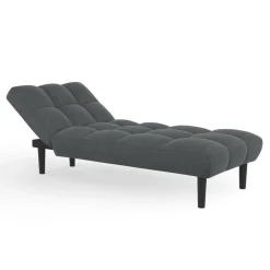 Méridienne clic clac tissu gris anthracite capitonnée 80 x 180 cm*IDMarket Hot