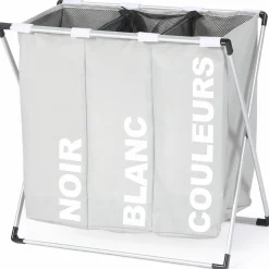 Panier à linge pliable gris 3 compartiments*IDMarket Best