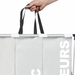 Panier à linge pliable gris 3 compartiments*IDMarket Best