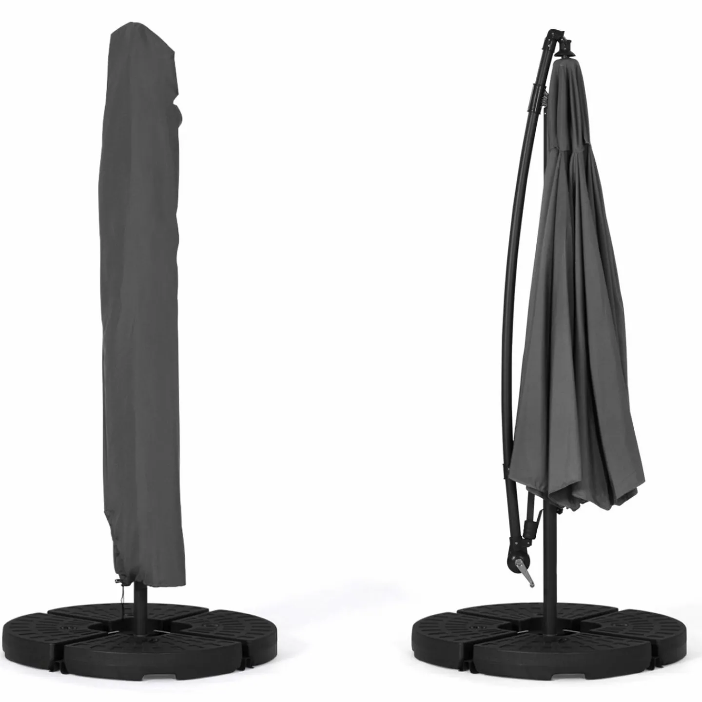 Parasol déporté rotatif 350 cm coloris gris*IDMarket Discount