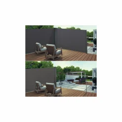Paravent rétractable double gris anthracite*IDMarket