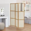 Paravent rétractable intérieur décoratif en bois et tissu beige*IDMarket Best