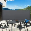 Paravent rétractable 4m gris*IDMarket New