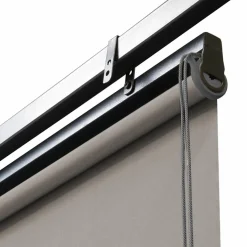 Pergola acier lames orientables 3x4m avec 4 stores taupe*IDMarket