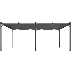 Pergola rétractable gris 6 pieds en acier 3x6 m et toile polyester*IDMarket Discount