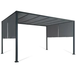 Pergola toile coulissante en métal gris*IDMarket Outlet
