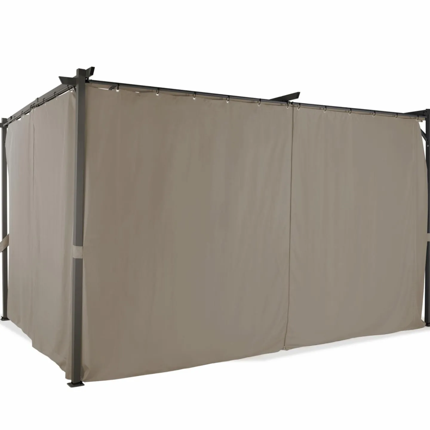 Pergola toit rétractable avec rideaux coloris taupe*IDMarket Sale