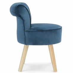 Petit fauteuil crapaud bleu en velours*IDMarket Online