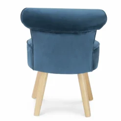 Petit fauteuil crapaud bleu en velours*IDMarket Online