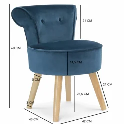 Petit fauteuil crapaud bleu en velours*IDMarket Online