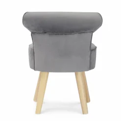 Petit fauteuil crapaud gris en velours*IDMarket