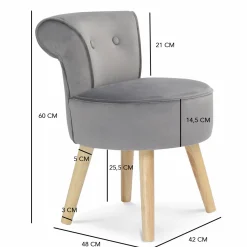 Petit fauteuil crapaud gris en velours*IDMarket