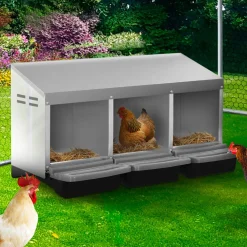 Pondoir pour poules 3 emplacements en métal nichoir avec fond*IDMarket