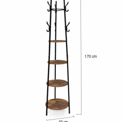 Porte-manteau industriel sur pied avec étagères*IDMarket Outlet