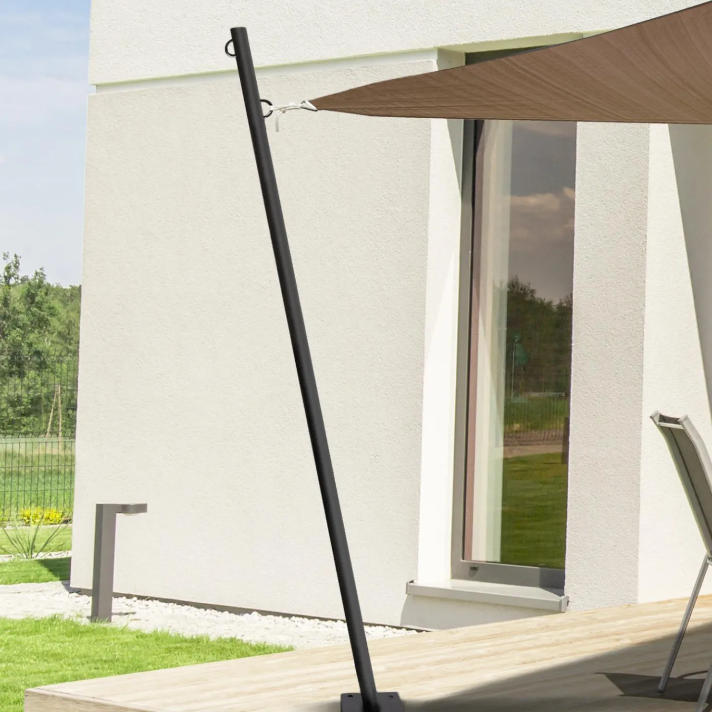 Poteau pour toile ombrage en acier noir 220 cm*IDMarket Best