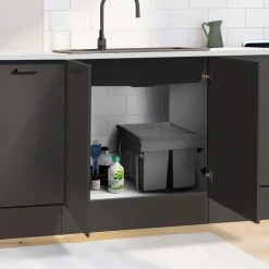 Poubelle tri sélectif 3 compartiments encastrable amoviles 1x15L + 2x8L*IDMarket New