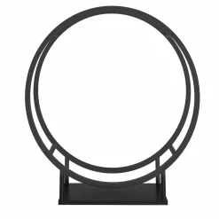 Range bûches rond avec étagère en acier noir*IDMarket Sale