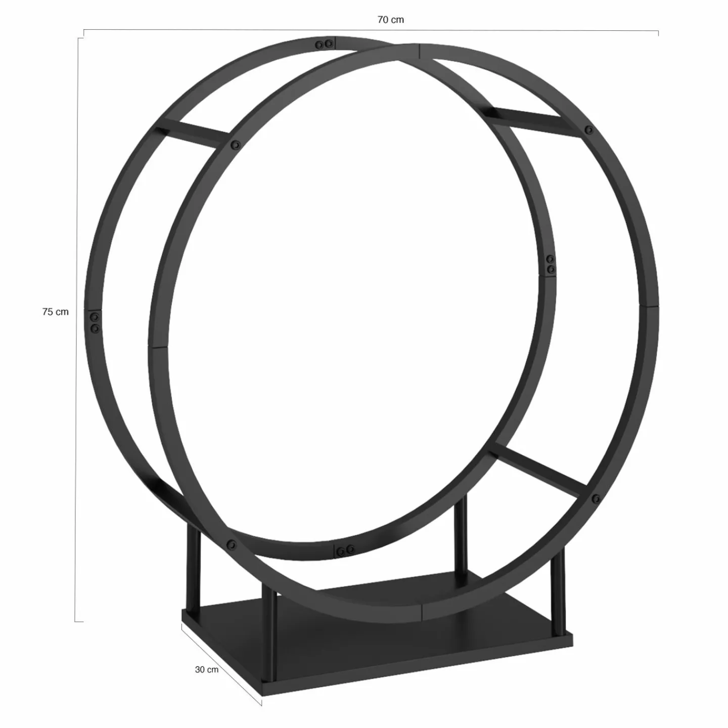 Range bûches rond avec étagère en acier noir*IDMarket Sale