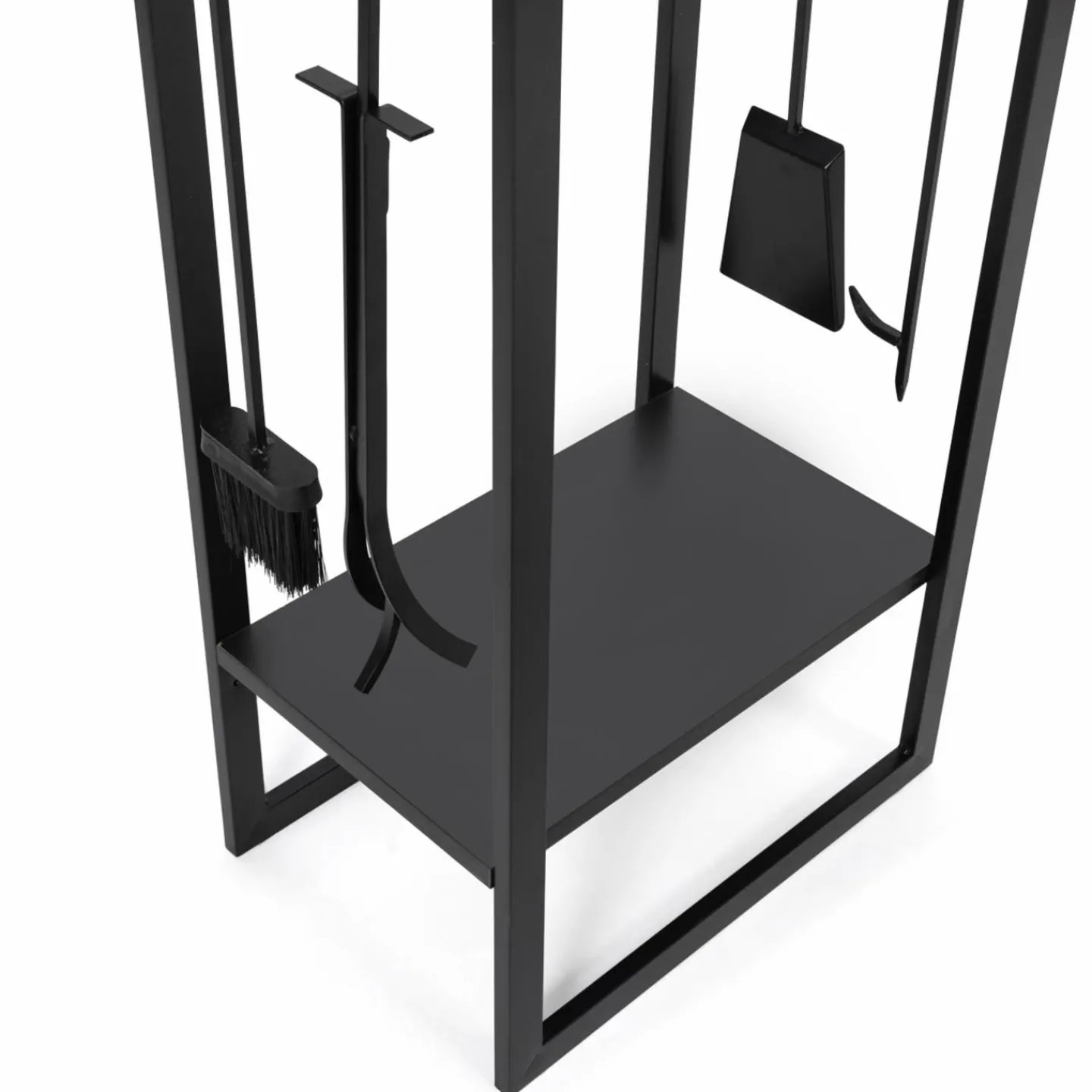 Range bûches vertical en acier noir et accessoires*IDMarket Best