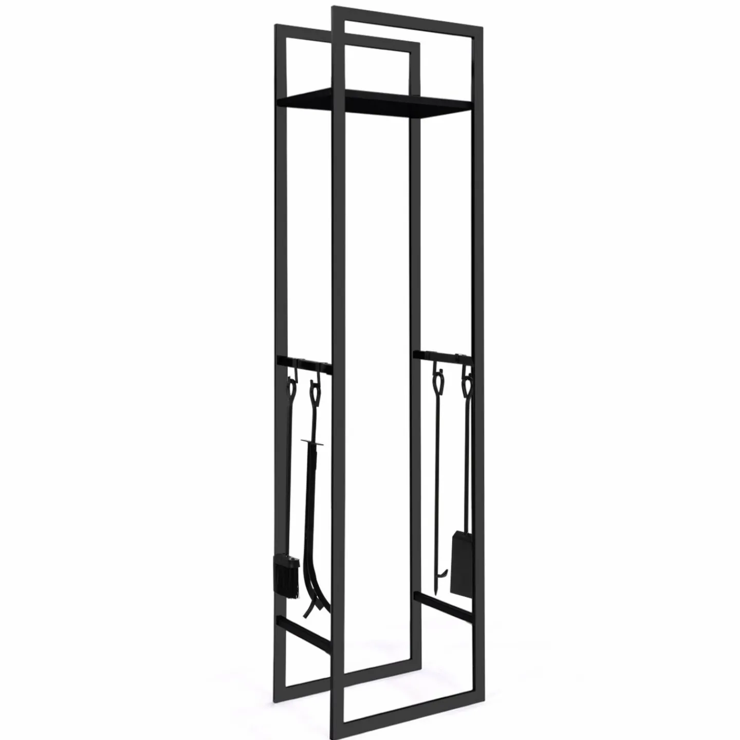 Range bûches vertical en acier noir et accessoires*IDMarket Best