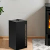 Réservoir à granulés / pellets 4 roulettes avec tamis 30kg noir*IDMarket Online