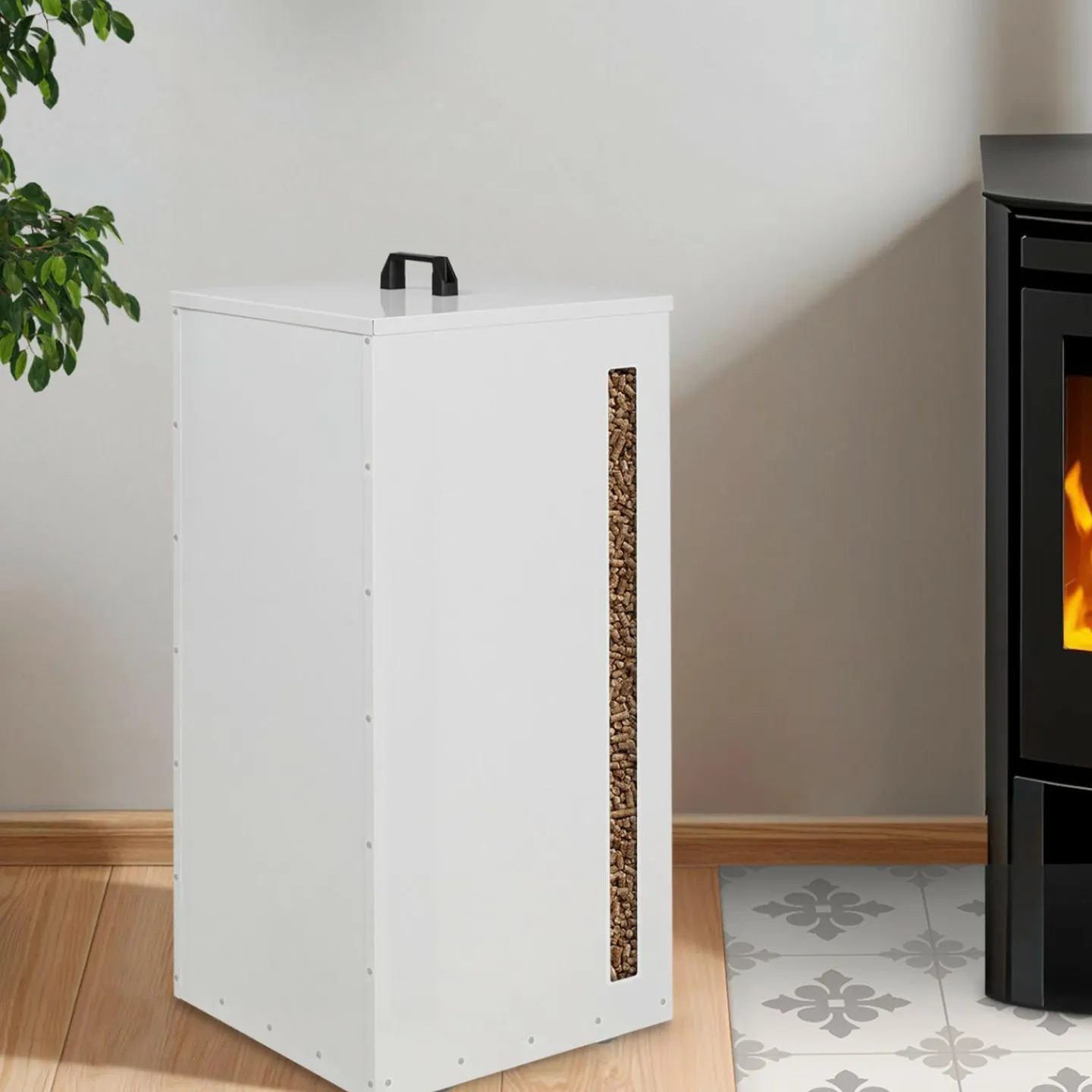 Réservoir à granulés - rangement à pellets 45 kg blanc 36 x 36 x 76 cm*IDMarket Sale