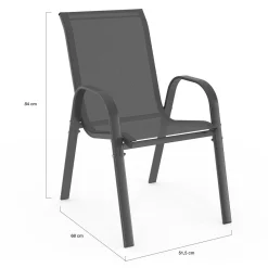 Salon de jardin 10 personnes table 240 cm plateau clair et chaises empilables gris anthracite*IDMarket