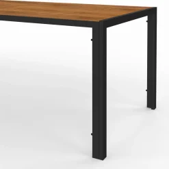 Salon de jardin avec plateau effet bois et chaises empilables noir et bois*IDMarket Hot
