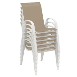 Salon de jardin avec table extensible 135-270 cm et 12 chaises empilables blanc et beige*IDMarket Online