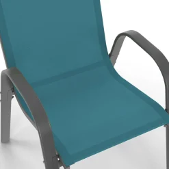 Salon de jardin avec table 150 cm et 6 chaises empilables mix color et acier*IDMarket