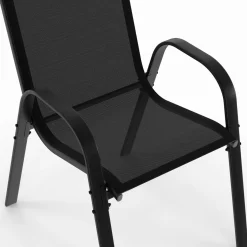 Salon de jardin avec table 150 cm et 6 chaises empilables noir et acier*IDMarket Best