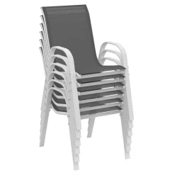 Salon de jardin blanc et gris avec 8 chaises empilables*IDMarket Hot