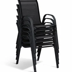 Salon de jardin bois et noir extensible*IDMarket Outlet